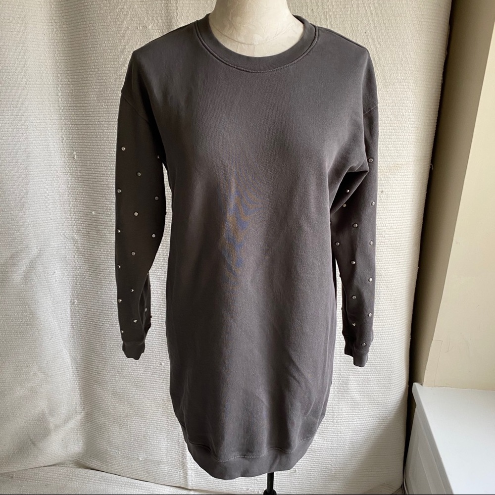 Italian S/M Luxury Sweatshirt Dress Silver Studded - Picture 1 of 8